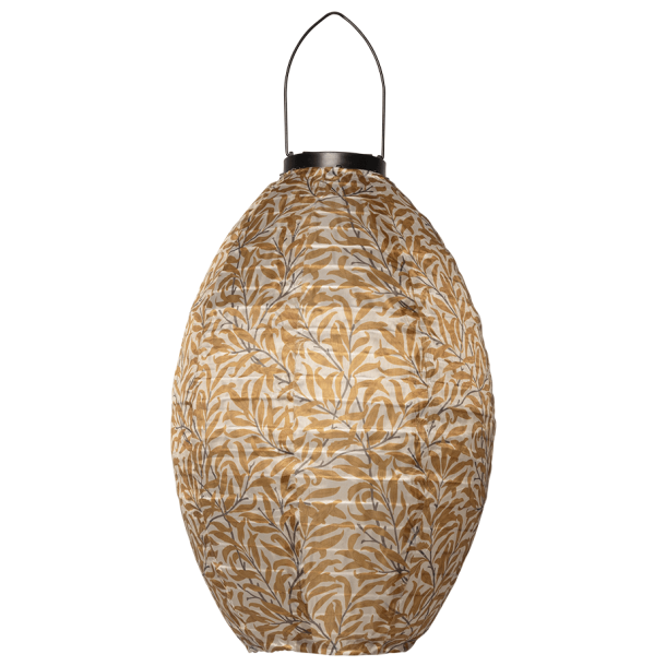 Solcelle lanterne, høj oval, beige med efterårsblade