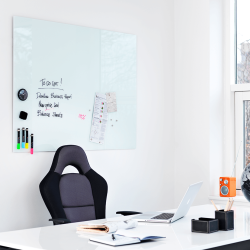 100 x 100 cm. Hvid Magnetisk Glastavle