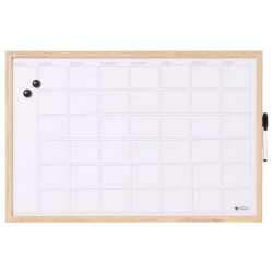 60 x 40 cm. Whiteboard M�nadsplanerare, Tr�ram, Engelska