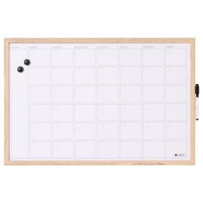 60 x 40 cm. Whiteboard M�nadsplanerare, Tr�ram, Engelska