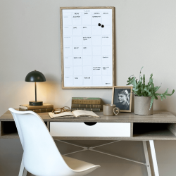 40 x 60 cm. Whiteboard Week Planner with Wood Frame English
