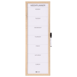 20 x 60 cm Whiteboard Week Planner Wood Frame English