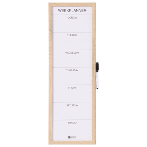 20 x 60 cm Whiteboard Week Planner Wood Frame English