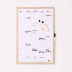 40 x 60 cm. Whiteboard Week Planner with Wood Frame English