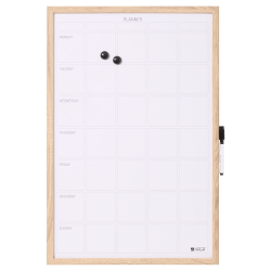 40 x 60 cm. Whiteboard Week Planner with Wood Frame English