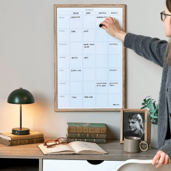 40 x 60 cm. Whiteboard Week Planner with Wood Frame English