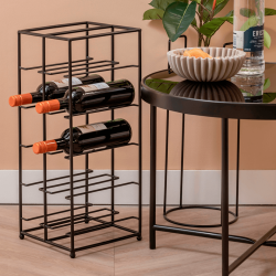 Weinregal, 10 Flaschen, schwarzes Metall