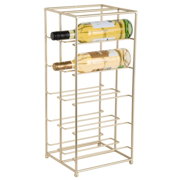 Vinreol, 10 flasker, guldlook metal