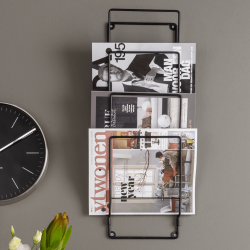 Wandmontierter Zeitschriftenhalter, Schwarzes Metall