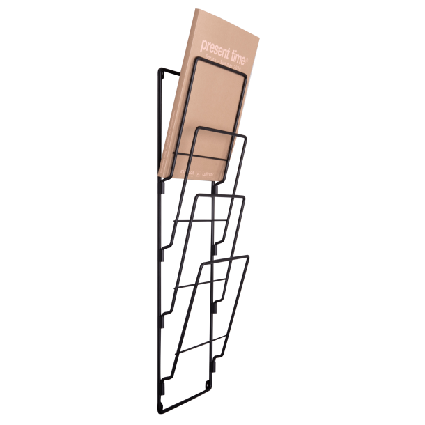 Væghængt Magasinholder, Sort metal