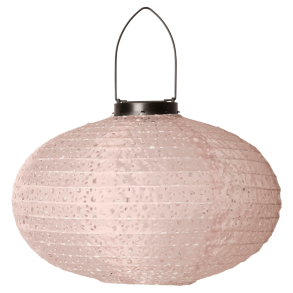 Solar lantern, oval, light pink