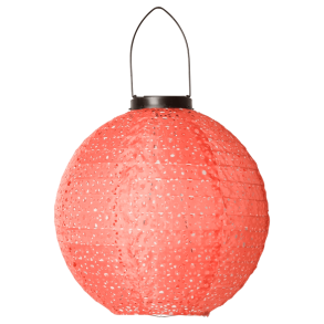 Solar lantern, round, pink