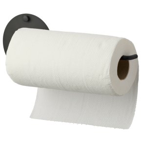 Wall-mounted kitchen roll holder, black