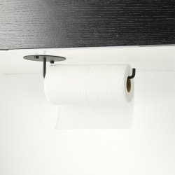 Wall-mounted kitchen roll holder, black